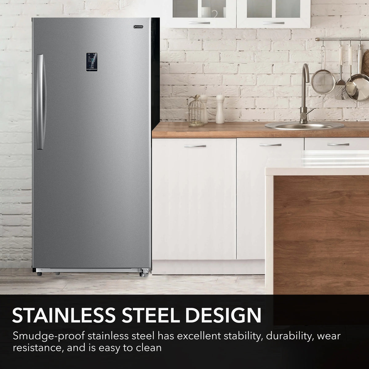 Whynter UDF-139SS 13.8 cu.ft. Energy Star Digital Upright Convertible Deep Freezer/Refrigerator - Stainless Steel
