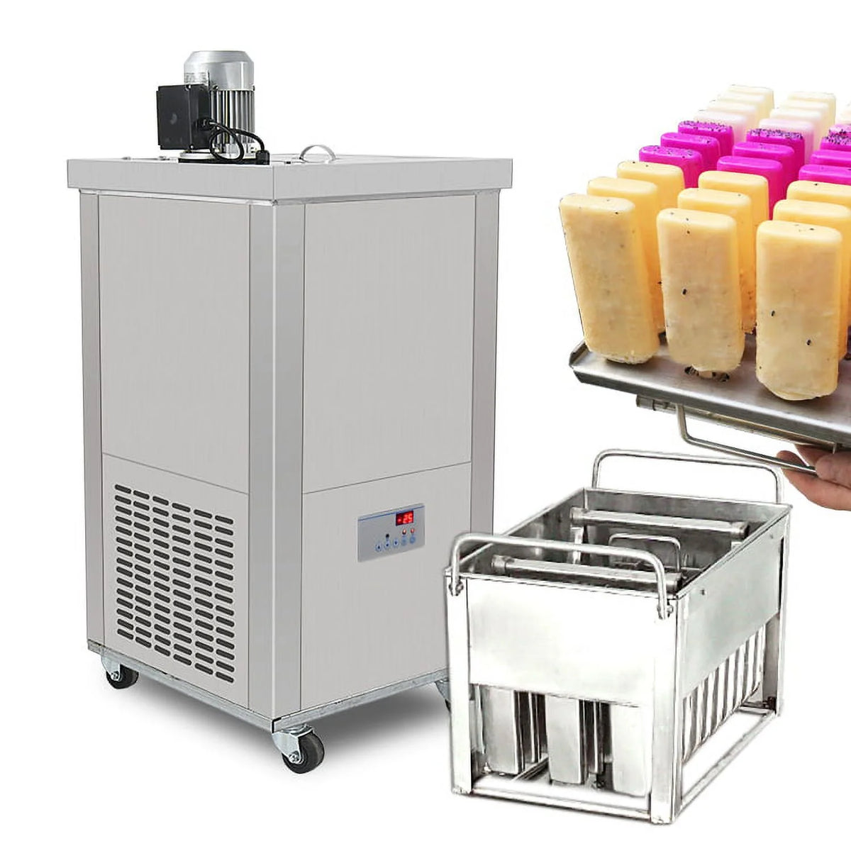 Kolice Commercial Popsicle Ice Cream Machine,Ice Bars Machine, Ice Pops Maker-Included 1 Stainless Steel Mold Set