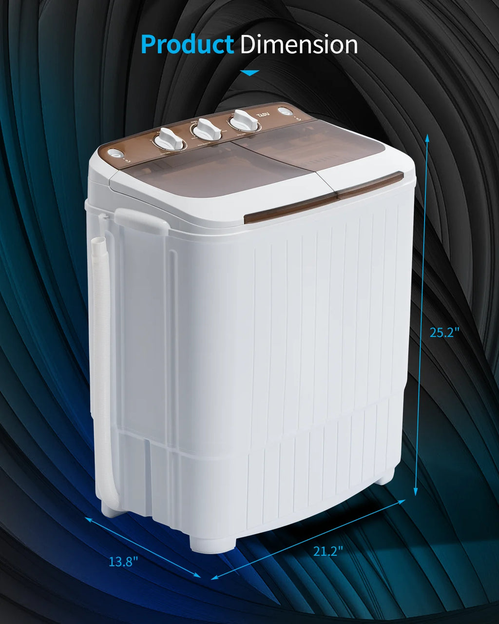 Muhub 18 lbs Portable Washing Machine,Compact Twin Tub Wash&Spin Combo for Apartment, Dorms, Gray