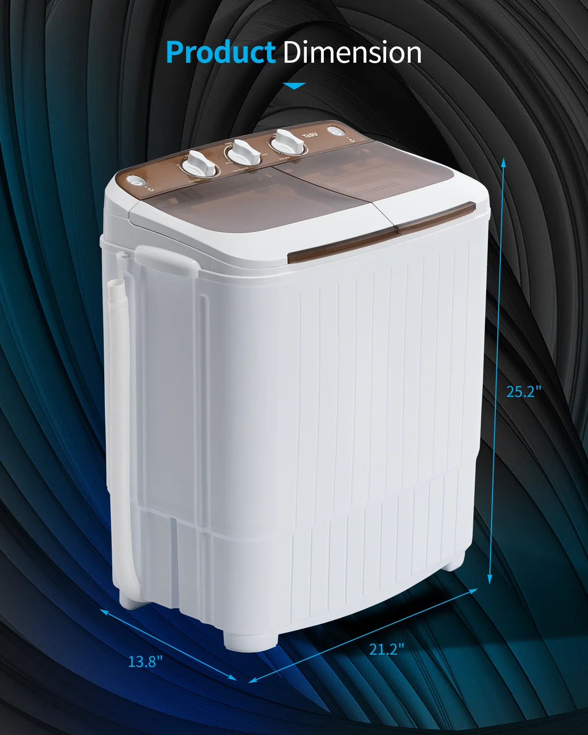 Muhub 18 lbs Portable Washing Machine,Compact Twin Tub Wash&Spin Combo for Apartment, Dorms, Gray