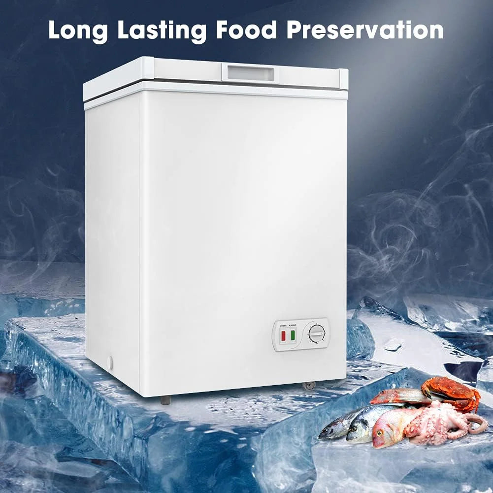 Ecotronic 3.8 Cu Ft Compact Chest Freezer, Grey, Low Noise, Energy Saving, 7-Gear Temperature Control