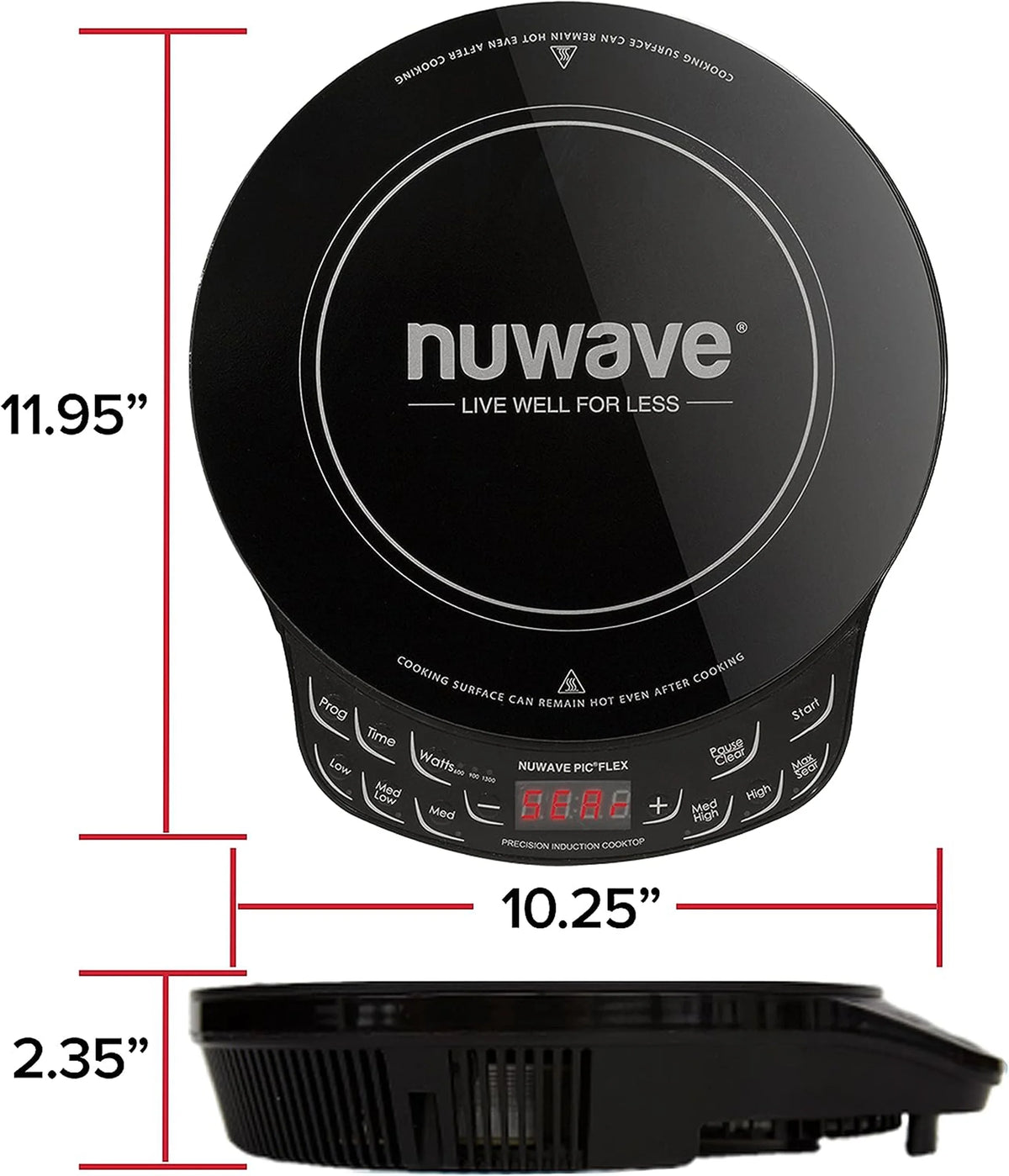 Nuwave Induction Cooktop with 4Qt Non-Stick Ceramic Pan, 3 Watt Settings 600, 900 & 1300W, 6.5a?? Heating Coil, Induction Cooktop, Cooking