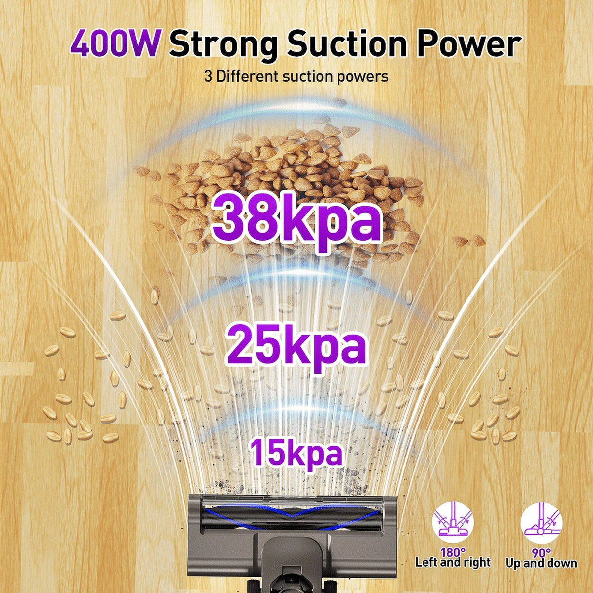 KANFUAQ Cordless Stick Vacuum Cleaner 38KPA 50Mins 2200mAh Lightweight for Home Pet Hair Carpet Hard Floor