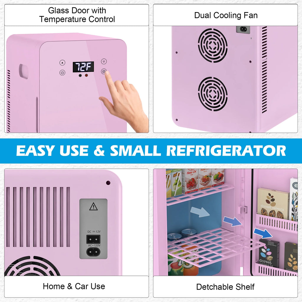 ADVWIN 22L/30Can Mini Fridge with Temperature Control, Compact Refrigerators for Bedroom, Cosmetics
