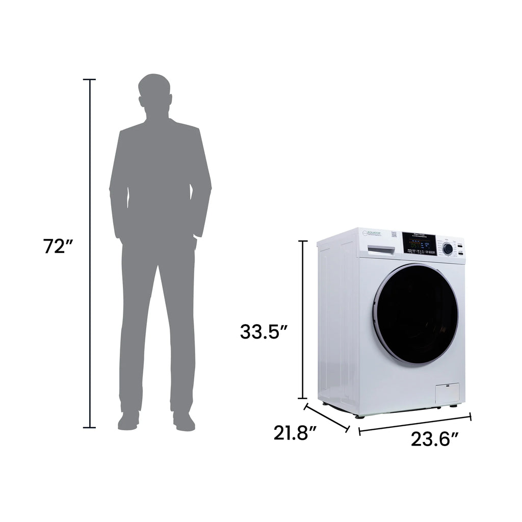 Equator Combination Washer Dryer Ventless/Vented Pet cycle 1.62cf/15lbs 110V with Adjustable legs