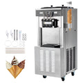KFFKFF Soft Serve Ice Cream Machine for Commercial Use, 34-44 L/H Production, 3400W, Triple Flavor, Freestanding Design, Dual 9L Stainless Hoppers, LED Control for Single Cylinder