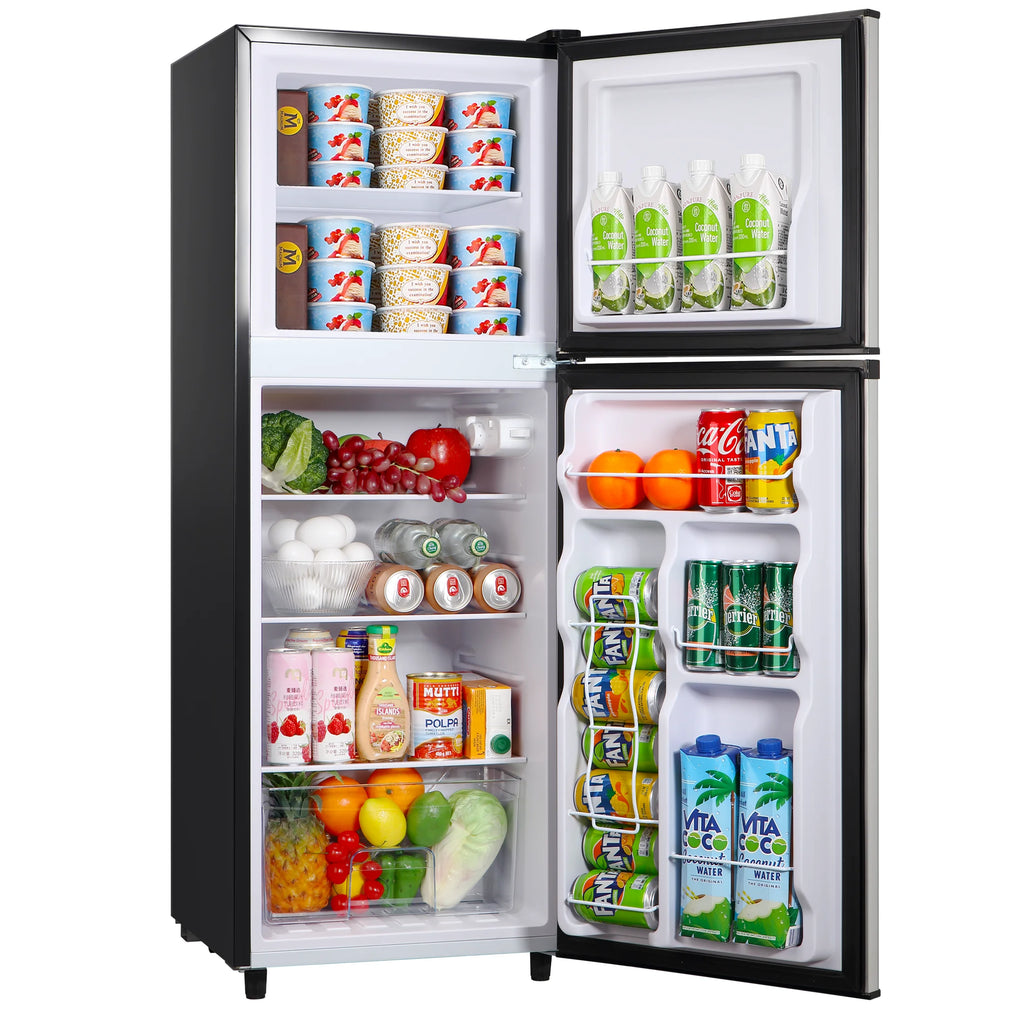 2 Door Mini Fridge with Freezer,4.5 Cu.ft.,5 Adjustable Thermostat & 4 Removable Glass Shelves