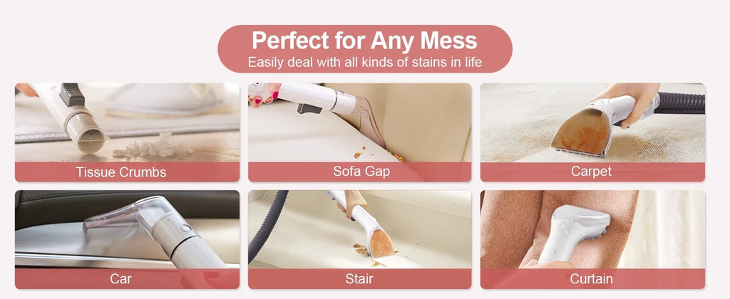 Aeitto 12Kpa Portable Furniture Water Extractor - Odor/Stain Removal, Ideal for Sofa, Carpet, Car, Pet Messes