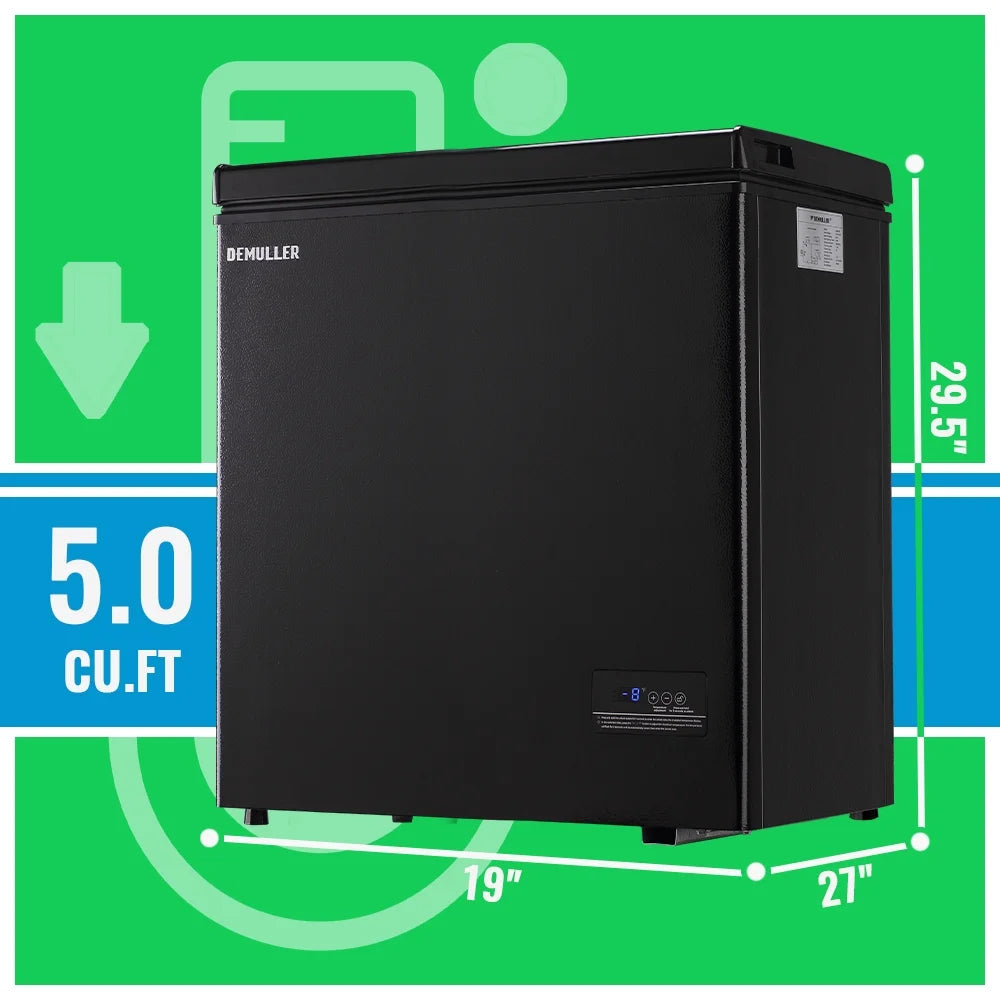 DEMULLER 5 Cu.ft Small Chest Freezer Mini Freezer Top Open Door for Dorm, Apartments Black New