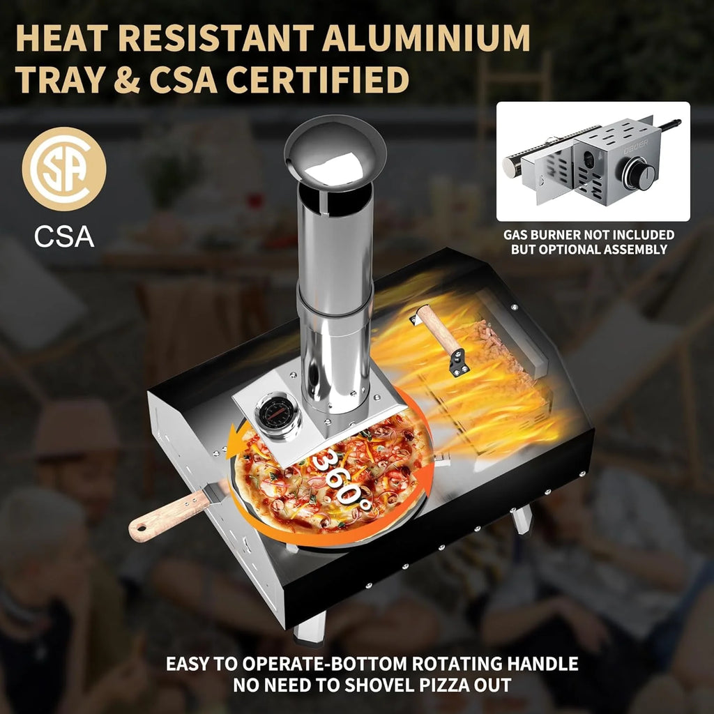 Lilypelle 16�� Dual-Fuel Outdoor Pizza Oven, Portable