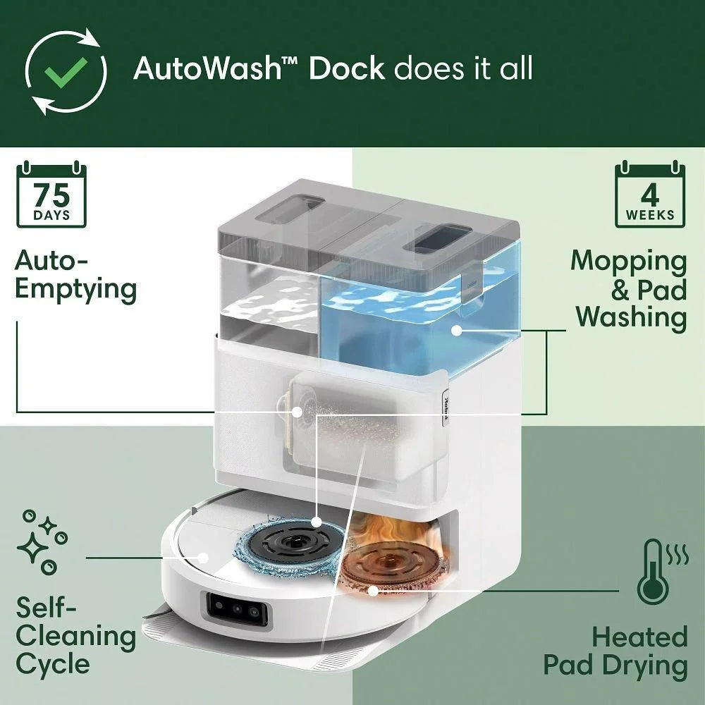 iRobot Roomba Plus 505 Combo Robot Vacuum & Mop + AutoWash Dock - WHITE EDITION