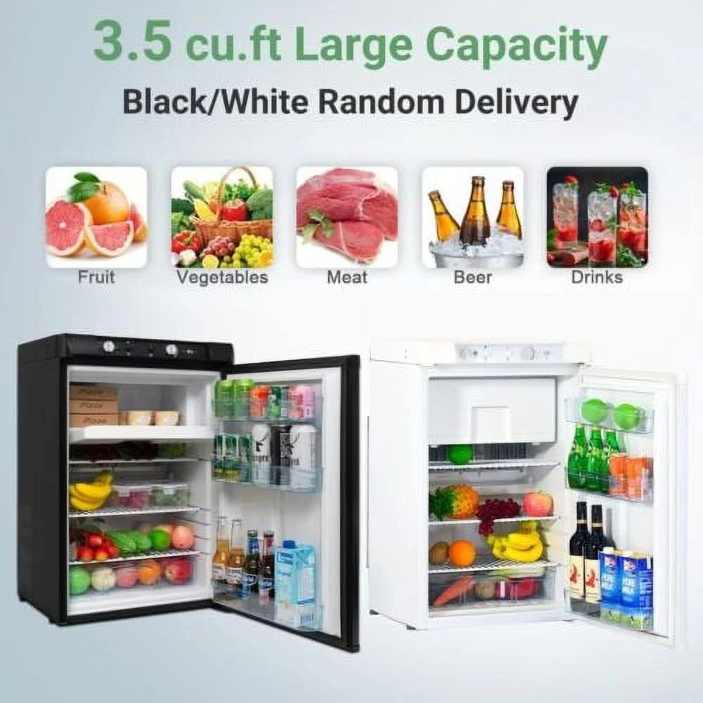 Smad Propane Refrigerator with Freezer 3 Way Fridge Gas/12V/110V 3.5 Cu.ft Outdoor