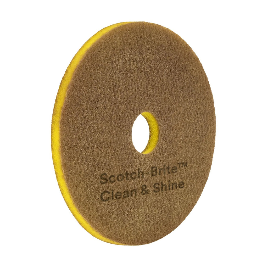 Scotch-Brite? Clean & Shine Floor Pads, 13", Yellow/Gold, Case Of 5