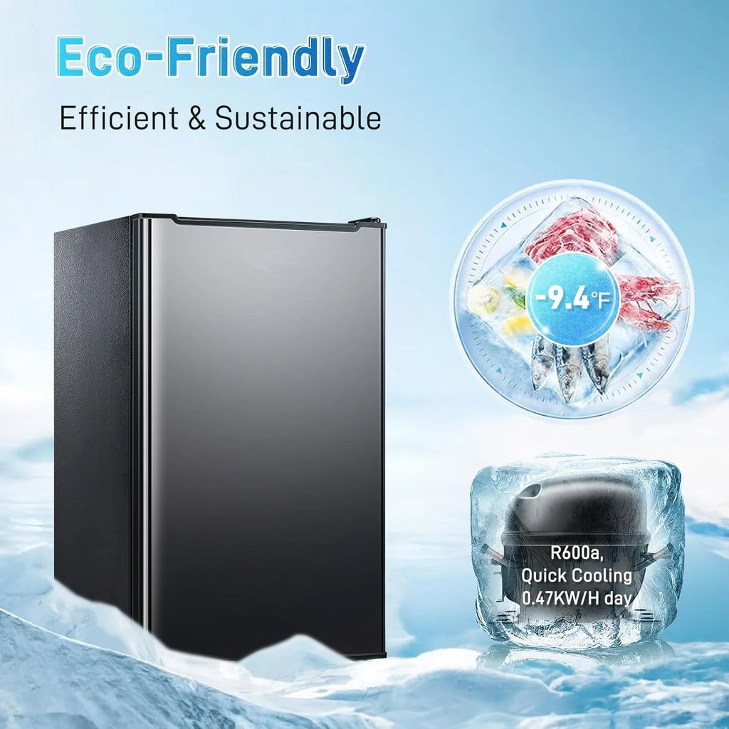 Upright Freezer , 3.0 Cu.ft Compact Upright Freezer with Adjustable Thermostat, Mini Freezer with Reversible Stainless Steel Single Door, Silver