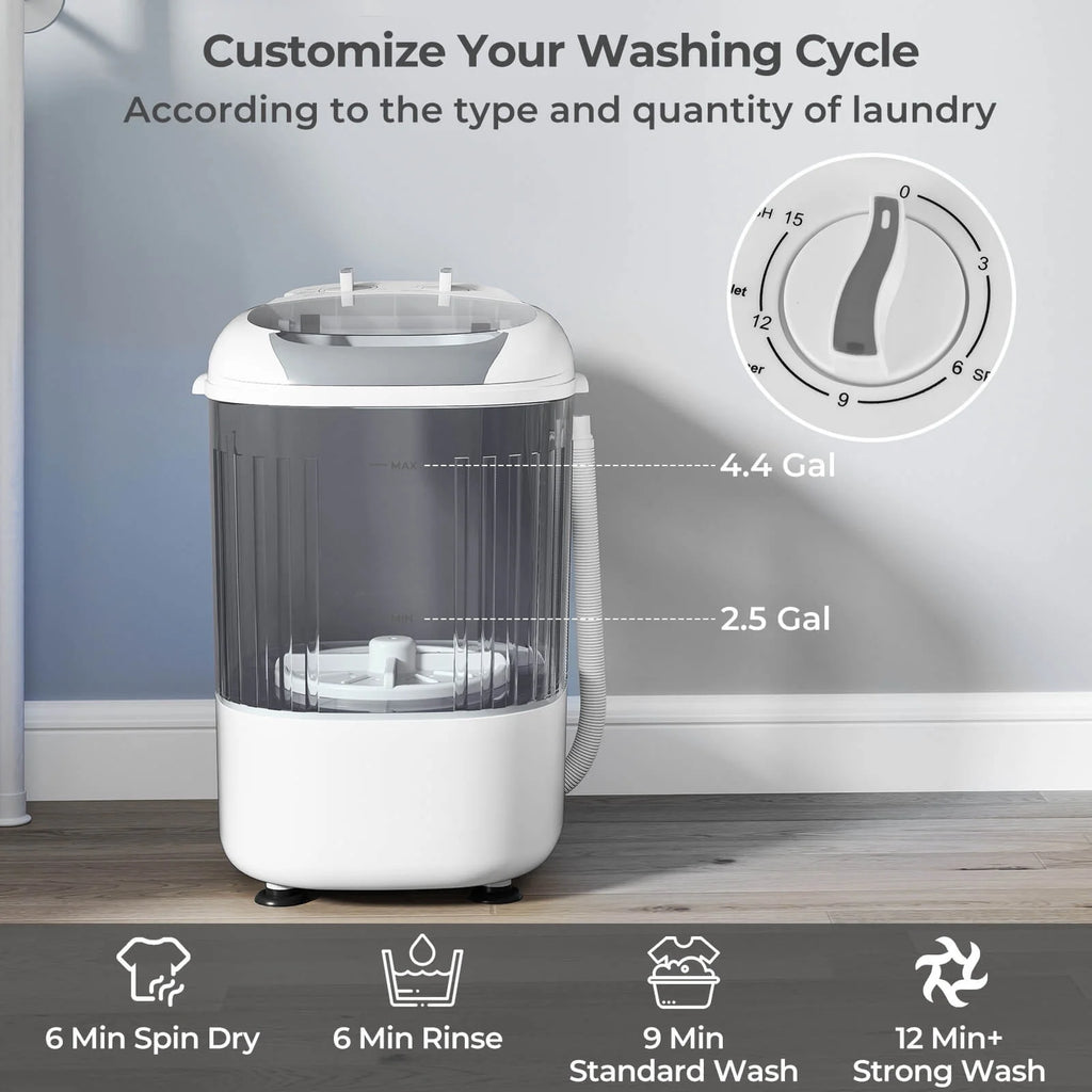 Costway Portable Washing Machine 5.5 lbs Mini Top Load Washer with Removable Spin-Dry Tub Blue
