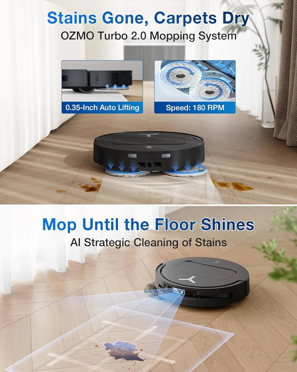 ECOVACS DEEBOT T50 PRO Omni Robot Vacuum and Mop, 3.19�� Ultra-Slim, 15,000Pa Suction