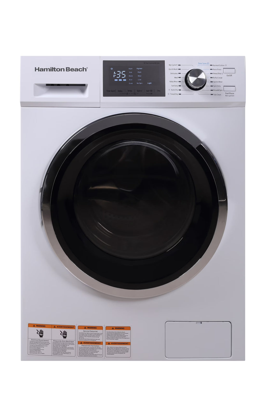 Hamilton Beach 2.7 cu ft Front Loading Combo Washer and Dryer , White
