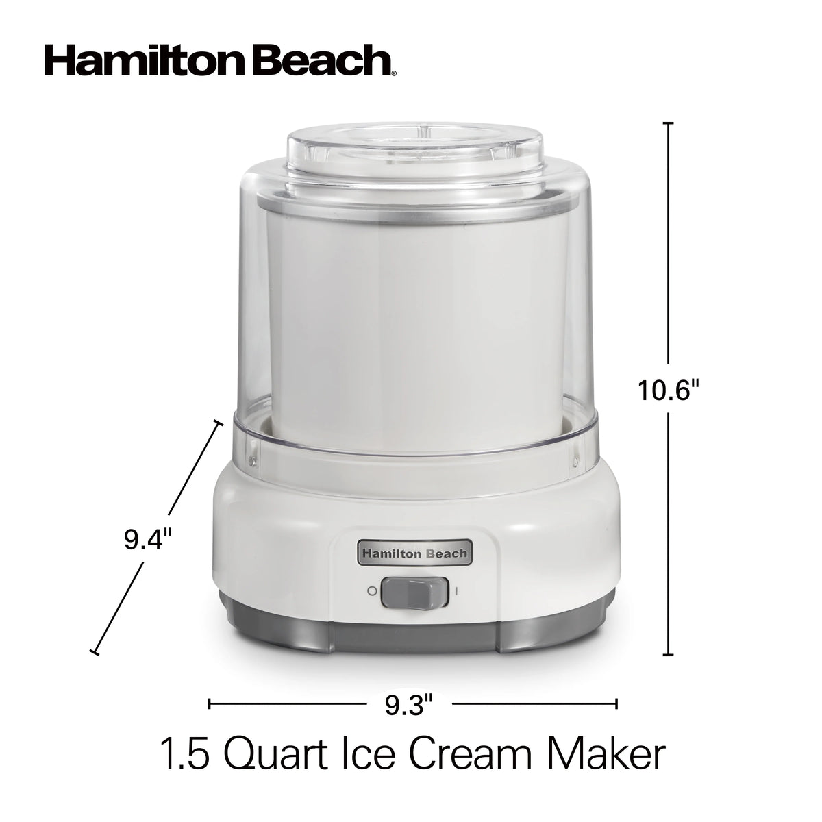 Hamilton Beach Electric Ice Cream Maker, Ice Cream Machine, 1.5 Quart Capacity, White