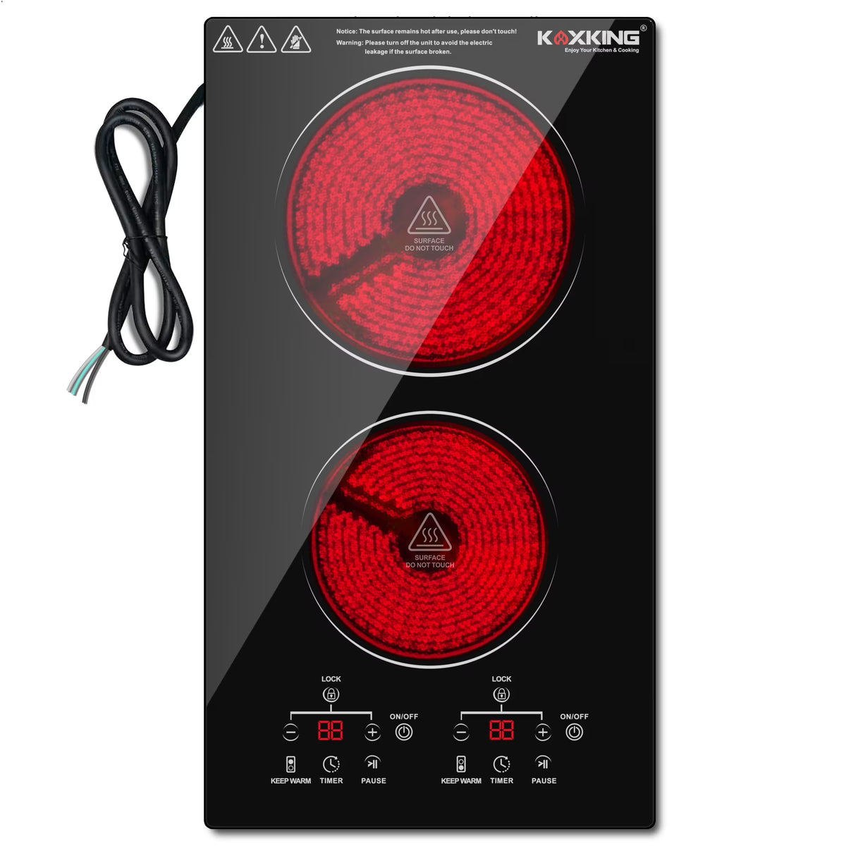 4 Burner Electric Cooktop, 24 Inch Electric Stove Top, Built-in Electric Cooktop with Sensor Touch Control, Timer & Child Lock Included, 9 Power Levels, 6000W, 220-240V Hard Wired (No Plug)