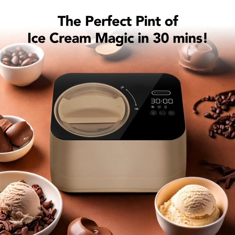 Whynter 0.8 Quart Compact Automatic Ice Cream Maker with Stainless Steel Bowl, Taupe Latte ICM-080-TL