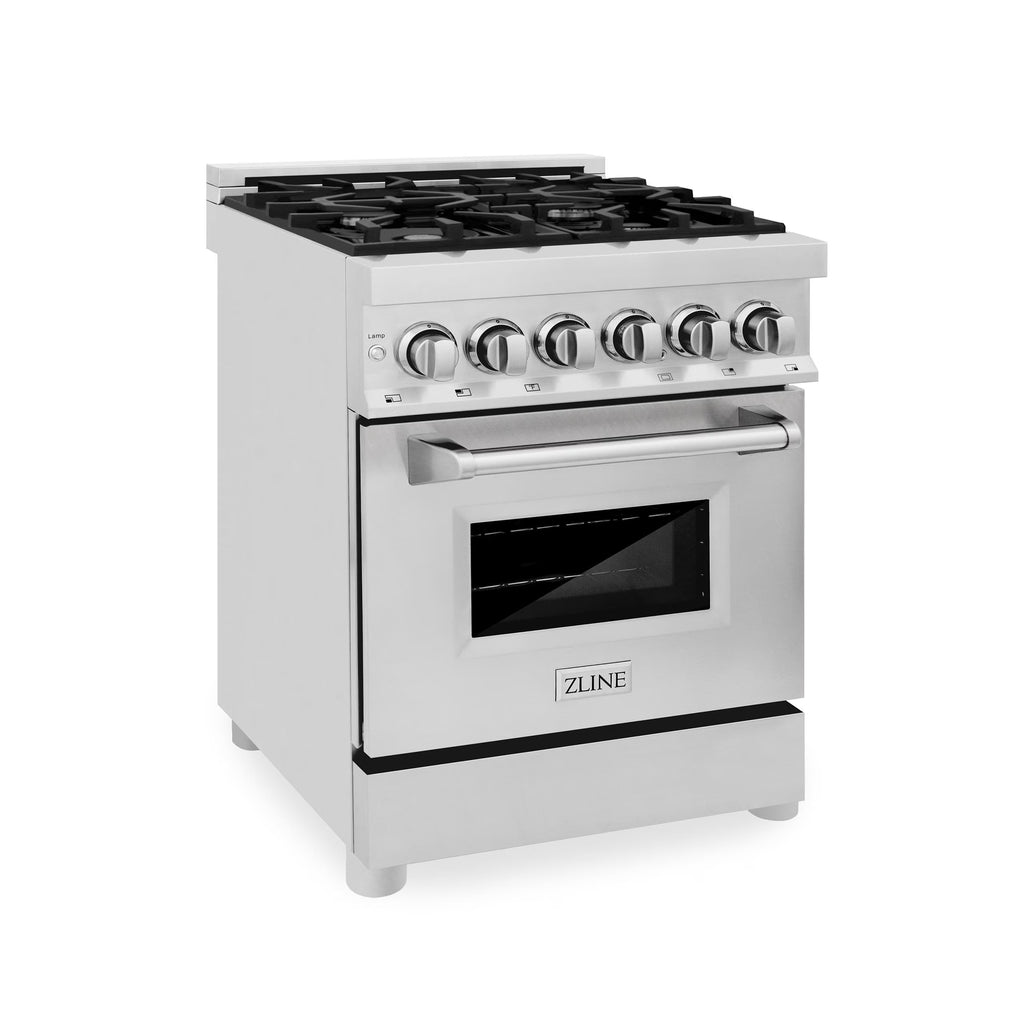 ZLINE 24 In. 2.8 Cu. Ft. Professional Dual Fuel Range In Stainless Steel With Brass Burners (RA-BR-24)