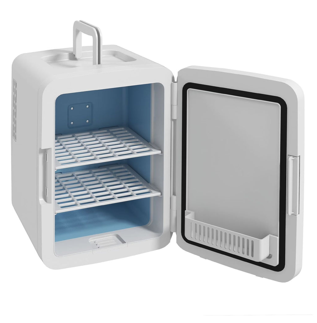Skincare Fridge with Mirror - 10L Mini Beauty Refrigerator - Cooler & Warmer - LED Lighted - for Bedroom, Car, Skincare & Beverages - AC/DC Powered