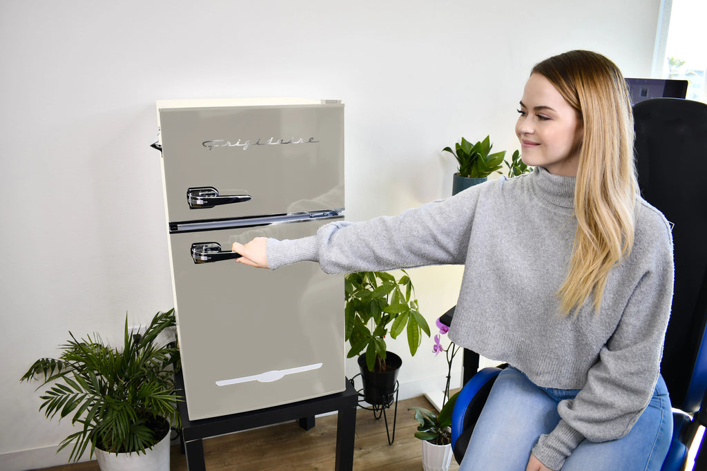 Frigidaire, 3.1 Cu. Ft. 2 Door Retro Compact Refrigerator , Built-In Side Bottle Opener, Cream