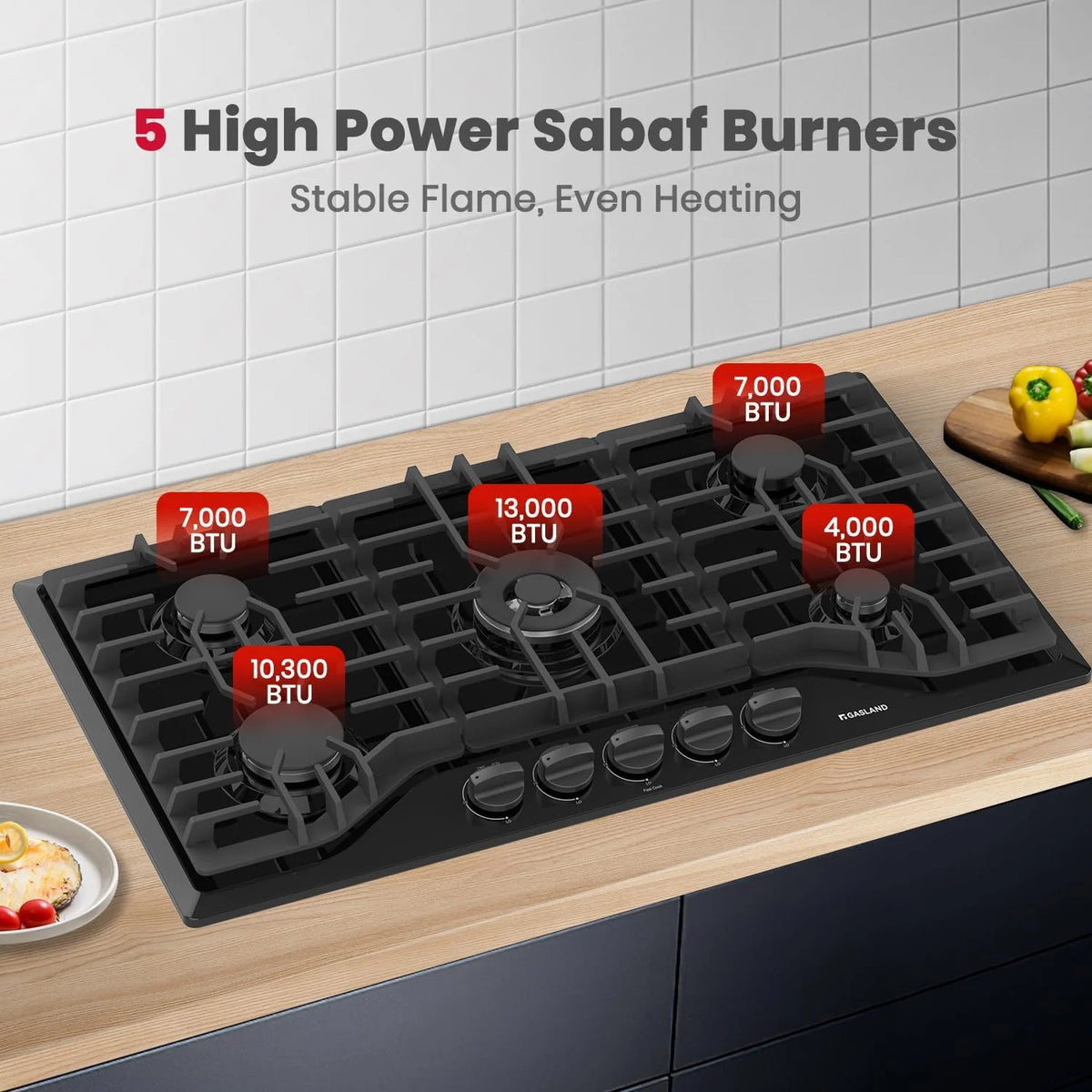 Gasland Chef 36 in. NG/LPG Convertible Gas Cooktop in Porcelain Enamel with 5-Burners