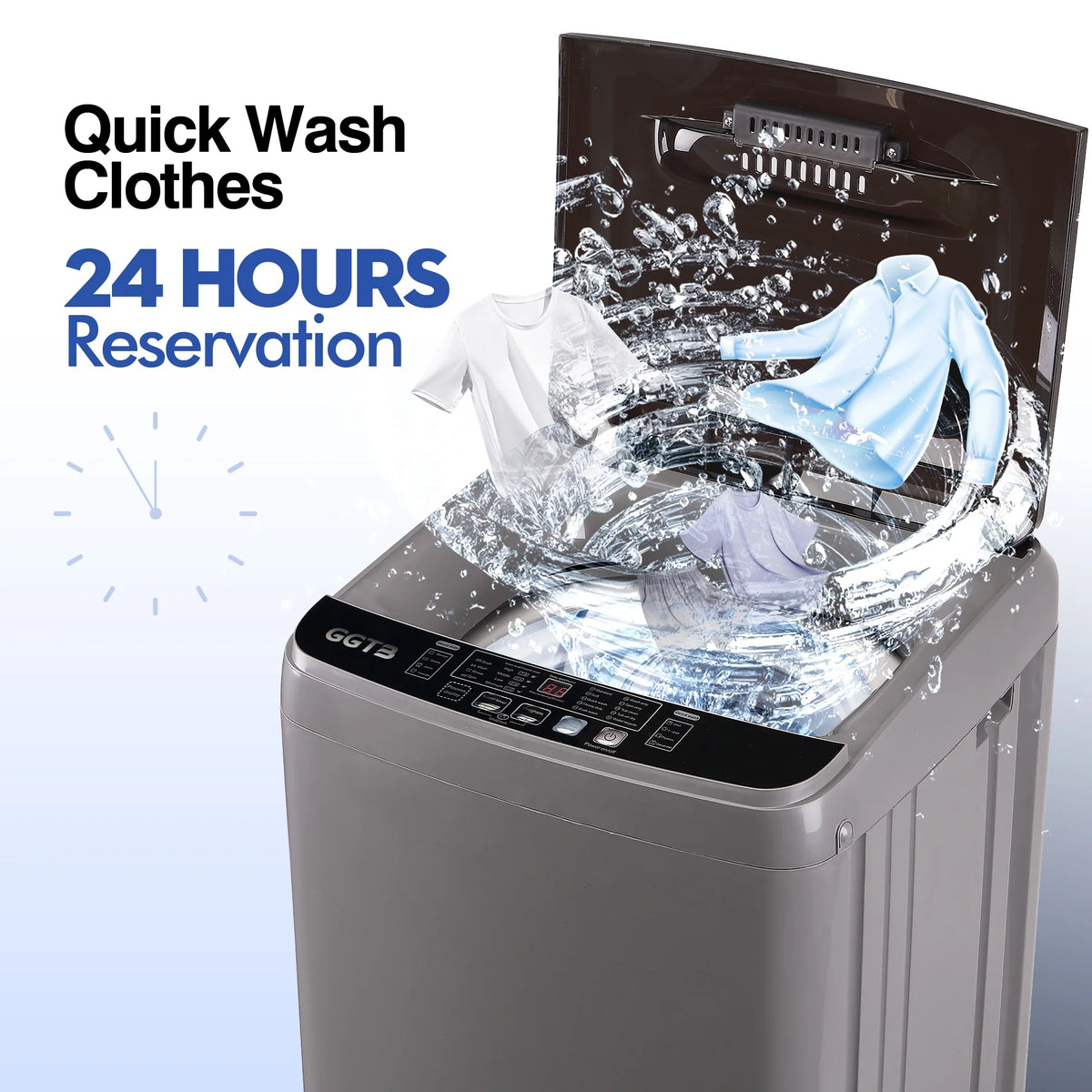 GGTB Portable Washing Machine for Apartments, 17.7 lbs Full Automatic Clothes Washer Machine,1.9 Cu.ft Top Load Washer with 10 Wash Programs/8 Water Levels, Coffee Gold
