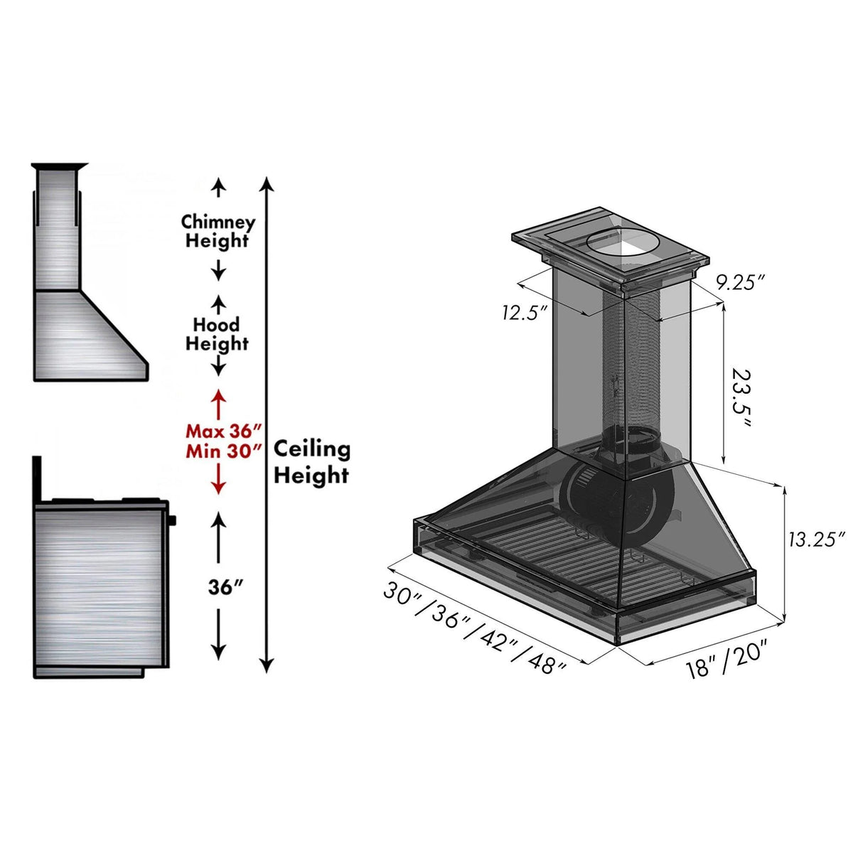 ZLINE 30 in. Wooden Wall Mount Range Hood in Black - Includes Motor