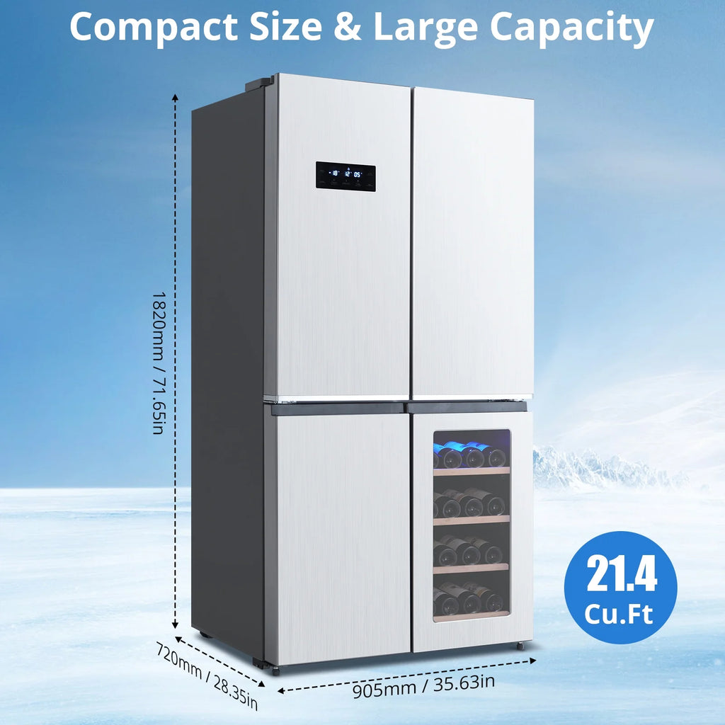 Refrigerator Colorful Stainless-Steel Fridge 595L With Wine Cabinet