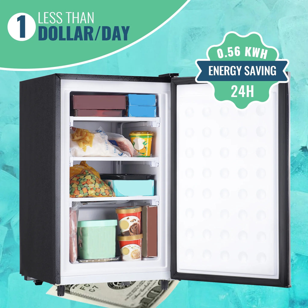 Demuller Upright Freezer 3.2 Cu.ft Freezer 7-speed Temperature Control Fix Shelves Black New
