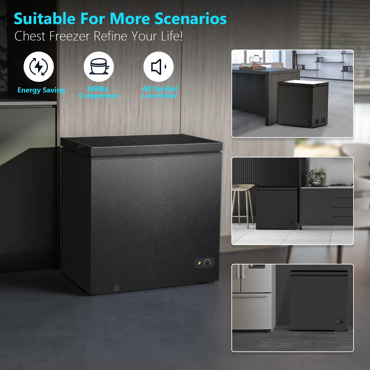KNDKO 7.0 cu.ft. Chest Freezer with Adjustable Temperature, Free Standing Top Open Door Compact Freezer with Removable Basket for Kitchen/Home/Bar/Garage/Office