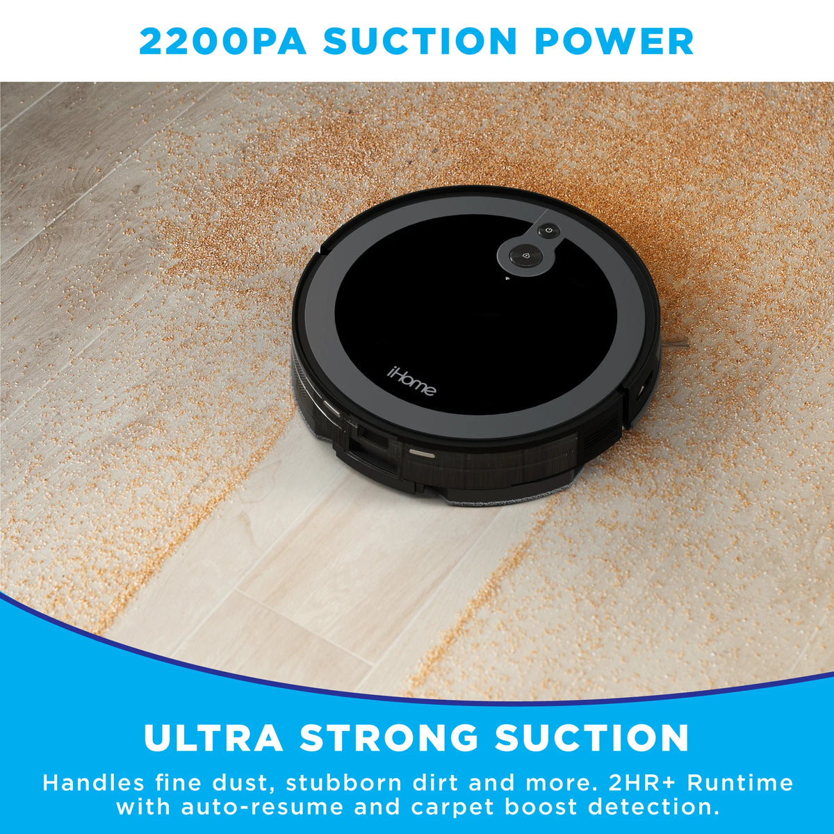 iHome AutoVac Luna Pro New 3-in-1 Robot Vacuum and Vibrating Mop with Auto Empty Base, Self-Emptying, Smart Mapping, Wi-Fi Connected, LIDAR Navigation, Mop Combo, Pet Hair, Hard Floor, Carpet