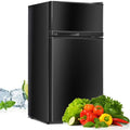 Barara King Fridge Freezer, Refrigerator,2 Doors Cold-rolled Sheet Compact Refrigerator-Black
