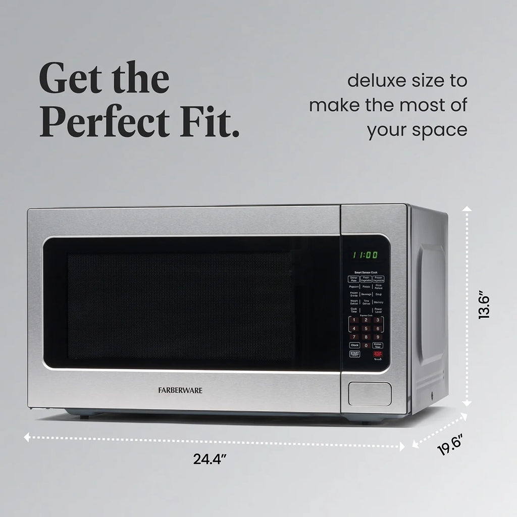 Farberware FMGZ09BKA 0.9 Cu. Ft. Microwave Oven, 900W, Digital Control, LED Display, 6 Cooking Presets, Black