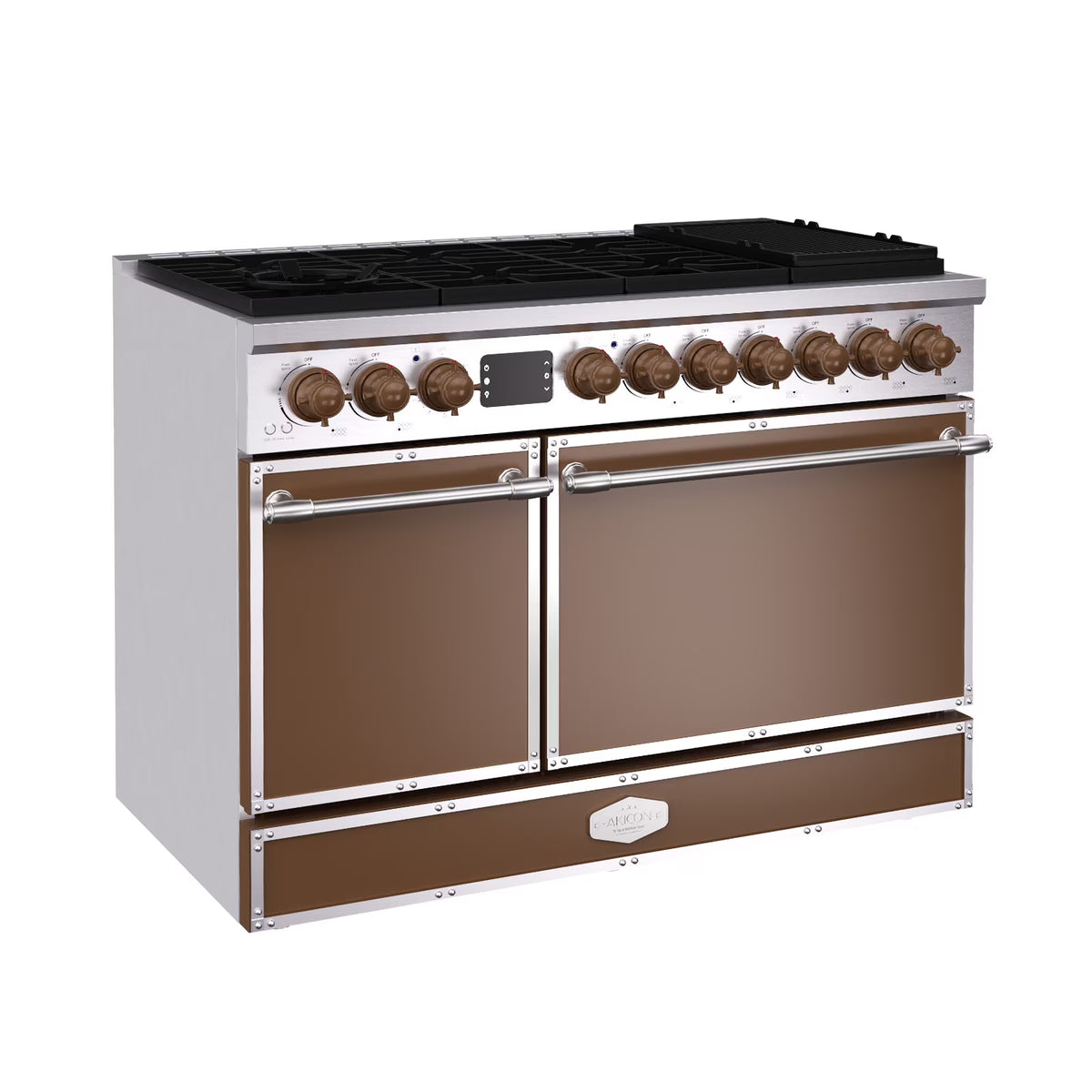 Akicon 48 Inch Freestanding Gas Range with 8 Sealed Burners Cooktop, 6.7 Cu.Ft. Dual Zone Capacity, Natural Gas/LP Convertible-BSGBGGA1