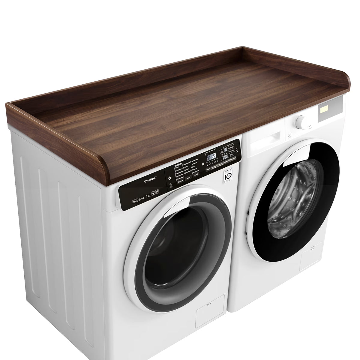 Kaboon Washer Dryer Countertop with Edge Rails, 27.5" x 54", Light Walnut