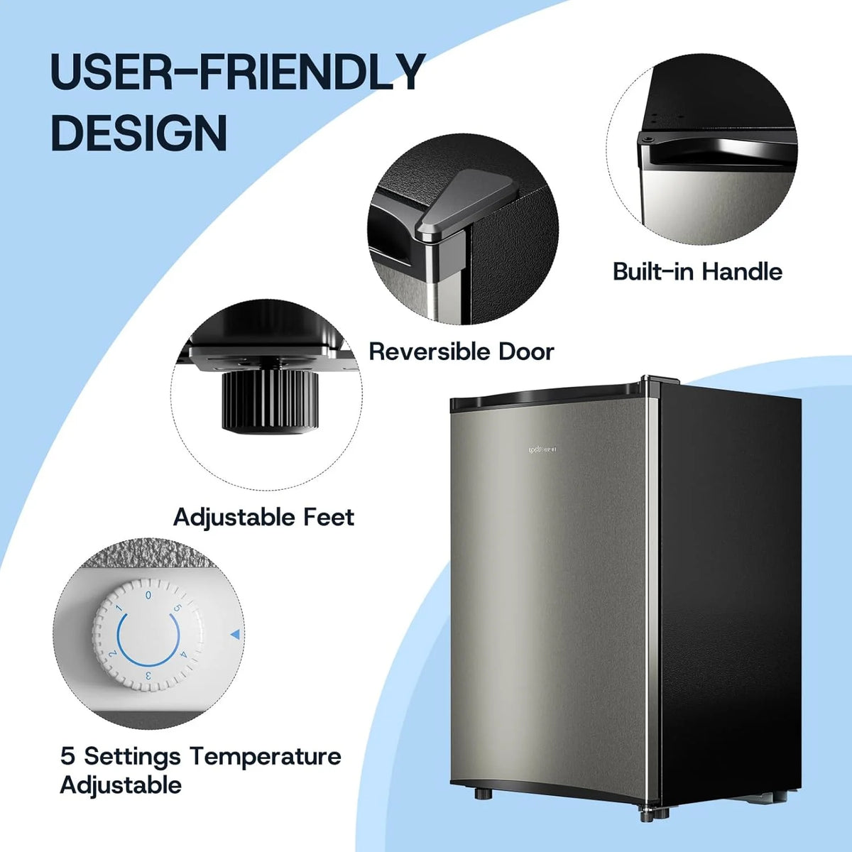 Upstreman 3.0 Cu.ft Compact Upright Freezer, Freestanding Mini Freezer Stainless Steel Single Door Stand Up Freezer with Reversible Door, UP30 White