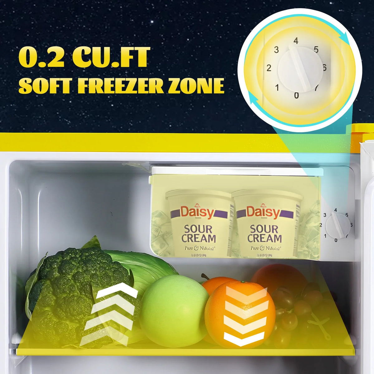 WANAI 1.7 Cu.Ft Mini Fridge with Freezer Single Door Retro Refrigerator for Home Dorm Apt Yellow