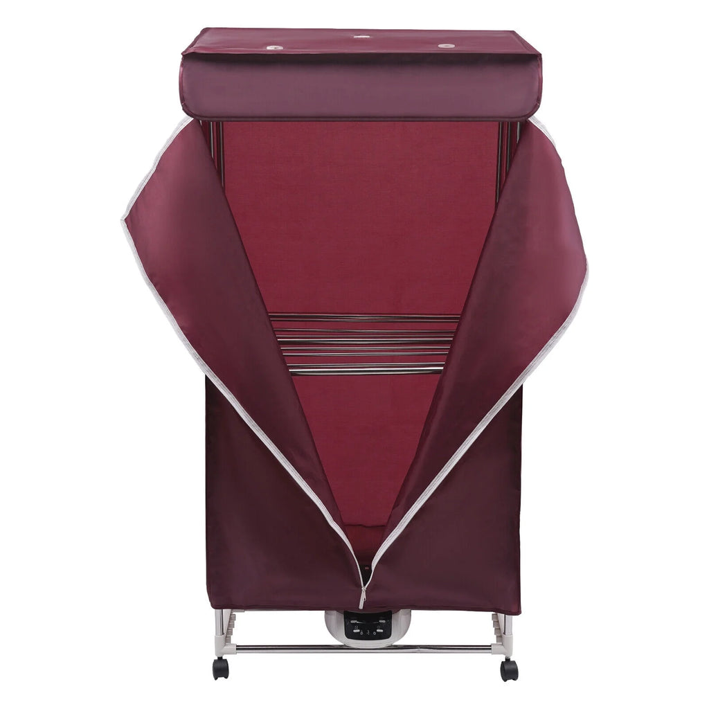 110V Wine Red Clothes Dryer Portable Travel Mini Dryer Machine 1200-1500W Electric Dryer For Homes, Apartments