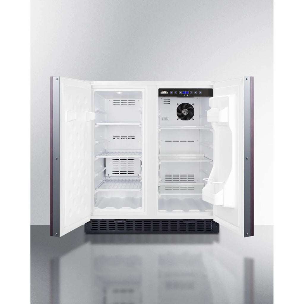 30 Inches wide undercounter frost-free side-by-side refrigerator-freezer with panel-ready doors