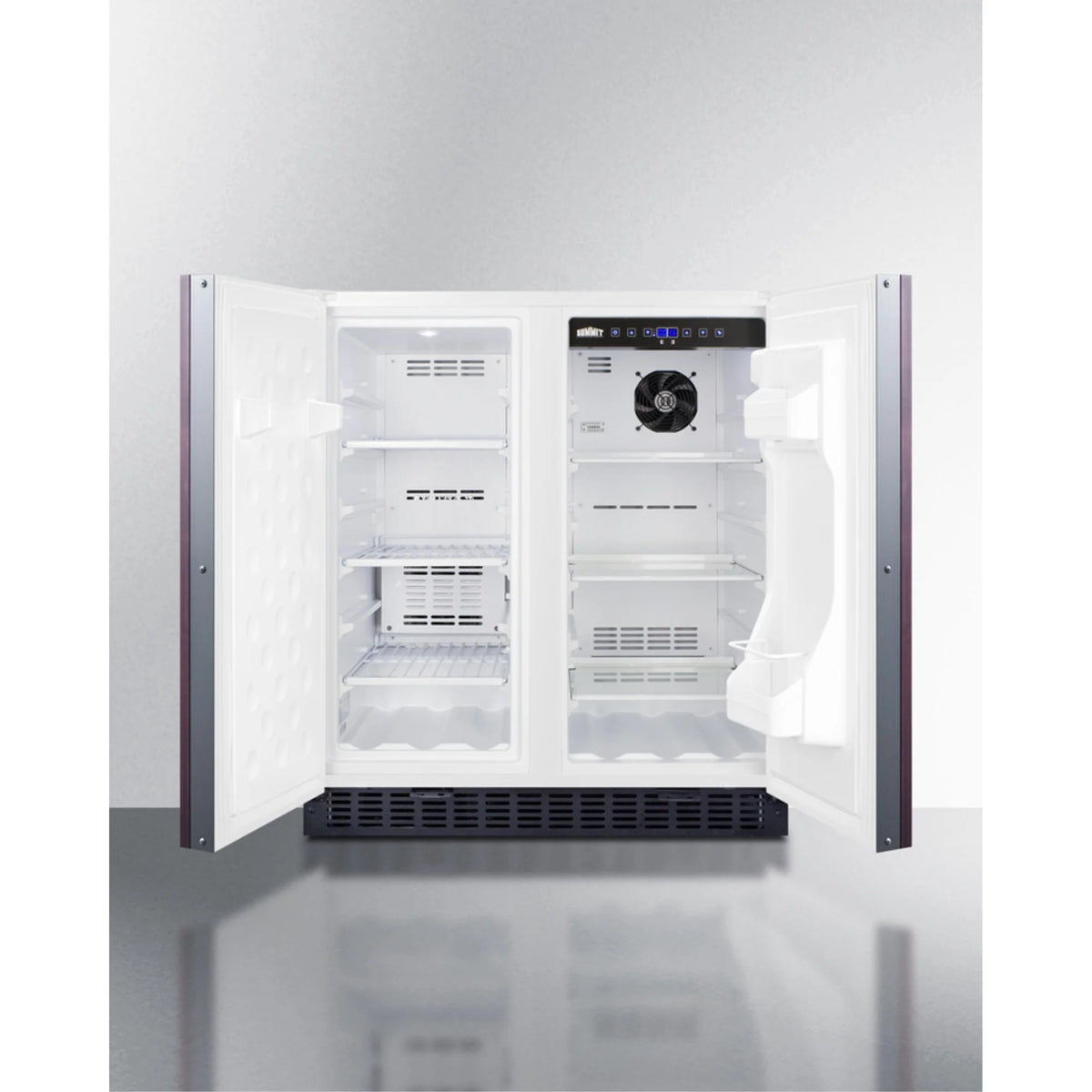 30 Inches wide undercounter frost-free side-by-side refrigerator-freezer with panel-ready doors