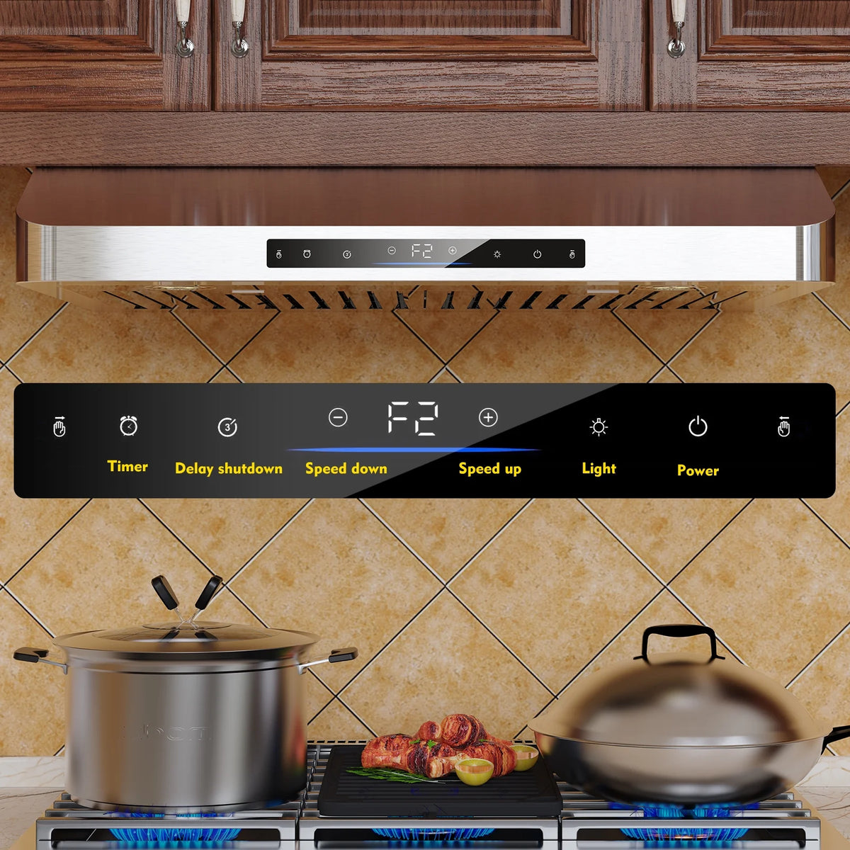30" 900CFM Ducted Under Cabinet Range Hood in Stainless Steel with Remote Control and 2 LED Lights