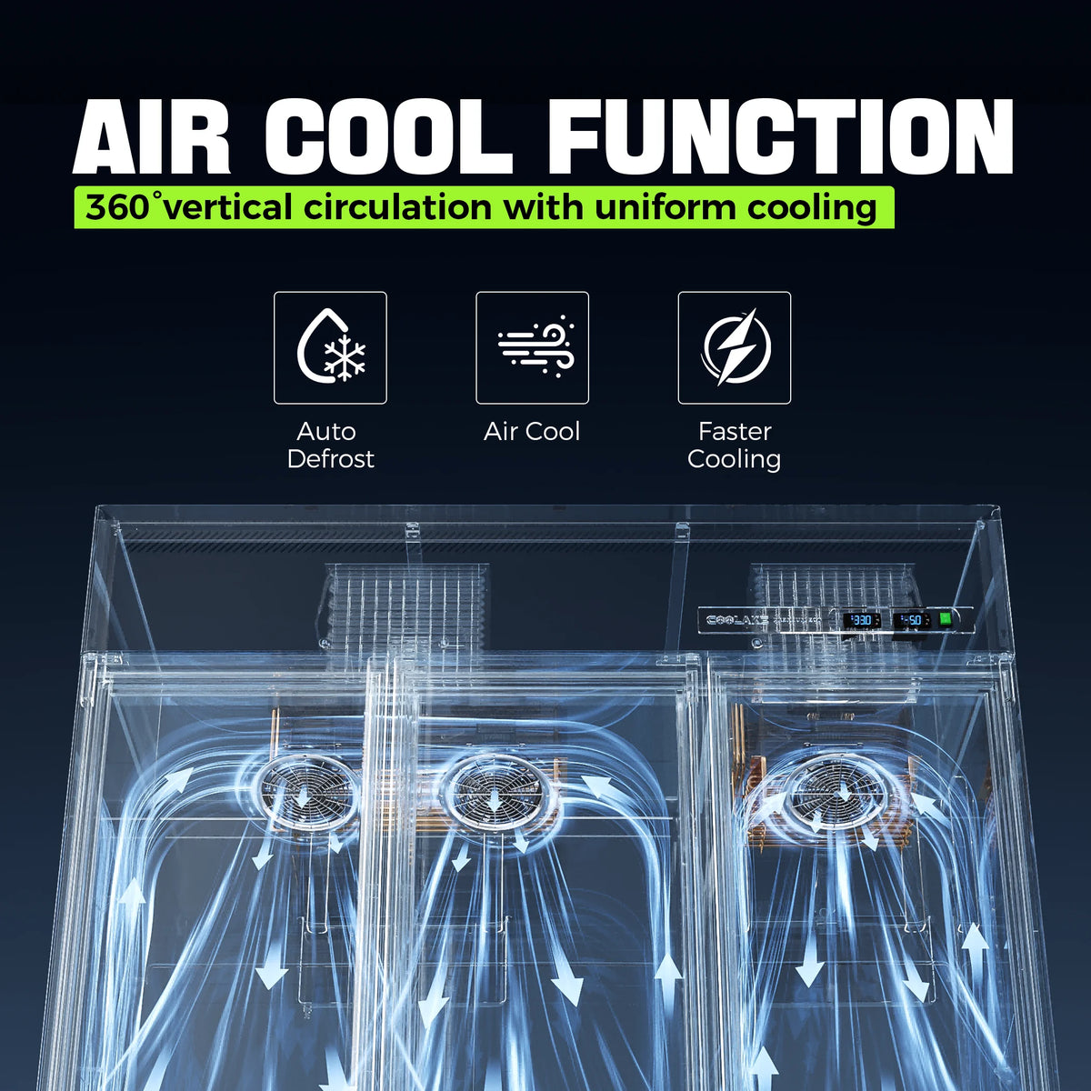 Coolake Commercial Refrigerator And Freezer Combo, 72" W Dual Temperature Zones, 54 Cu.ft 3 Door