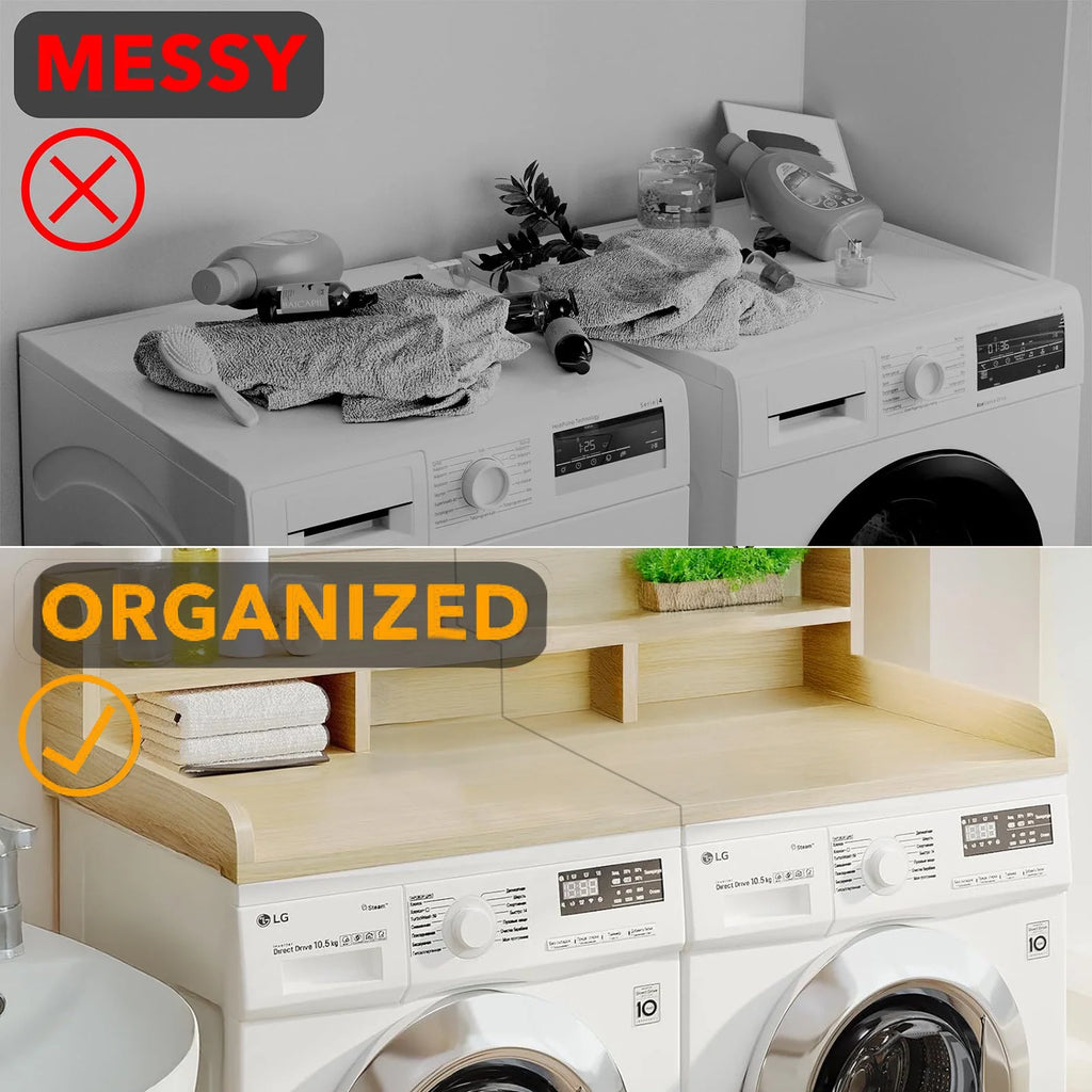 Washer Dryer Countertop with Non-slip Pads,Depth Double Layer Organizer for Washer and Dryer Laundry Hamper Counter Storage,Gray�� Matte