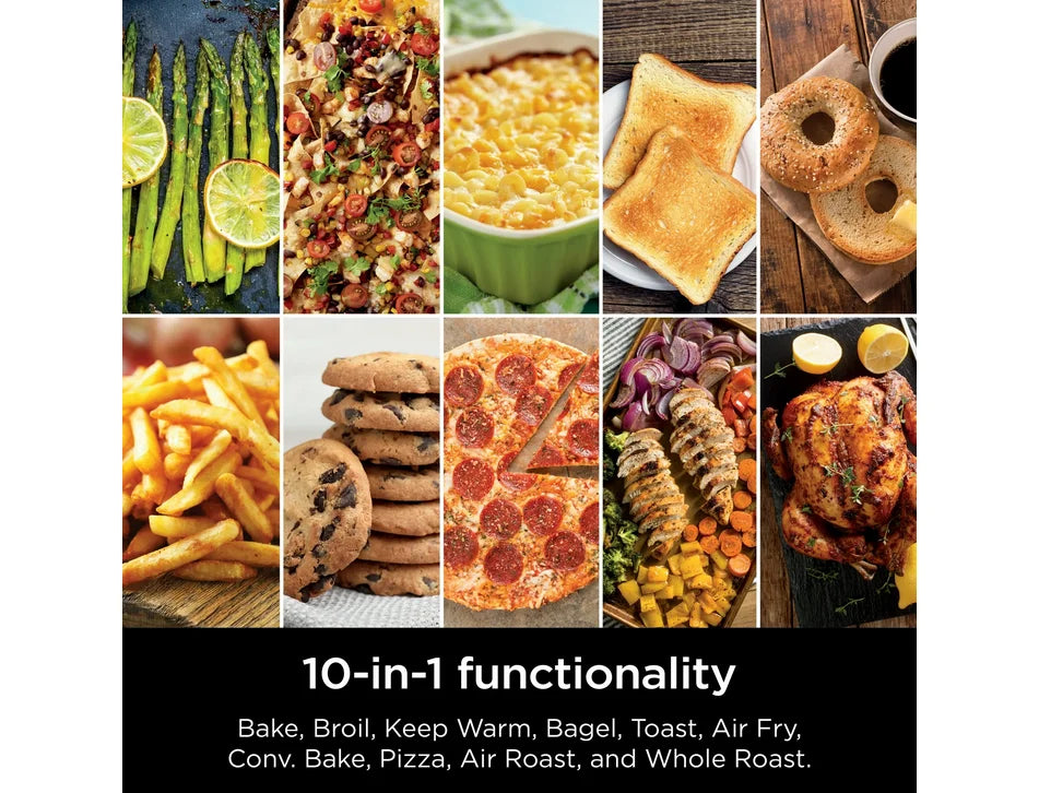 Restored Ninja 10-in-1 Air Fryer, Double Door Toaster Oven with FlexDoor, FlavorSeal & Smart Finish, Rapid Top Convection and Air Fry Bottom, Bake, Toast, Air Fry, Pizza and More, Stainless Steel, DCT400 (Refurbished)