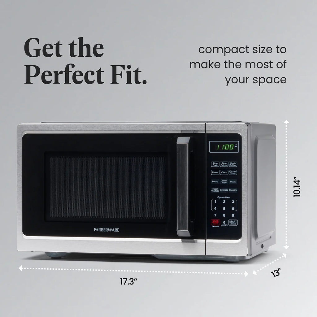 Farberware Classic 0.9 Cu. Ft 900-Watt Microwave Oven, Stainless Steel