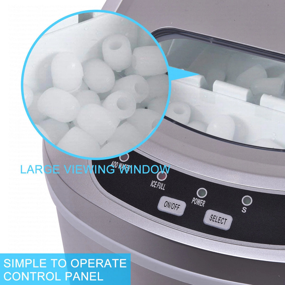 Costway Silver Portable Compact Electric Ice Maker Machine Mini Cube 26lb/Day
