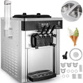 VEVOR Commercial Ice Cream Machine 20-28L/H Soft Serve with LED Display Auto Clean 3 Flavors 2200W,Silver